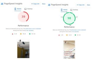 Pagespeed insights of a painter website after redesign
